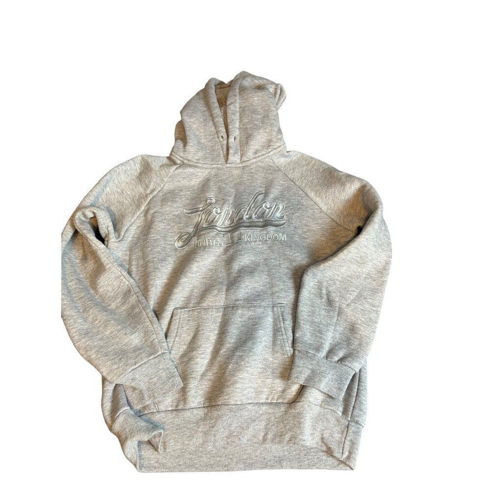 London United Kingdom Grey Hoodie - embroidered lettering size s/m